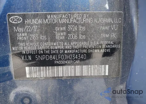 2018 Hyundai Elantra Sel from USA, damaged, VIN 5NPD84LF0JH234340